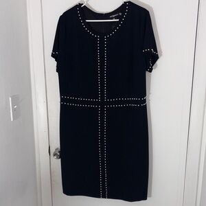 Karl Lagerfeld Black Shift Dress with Silver Stud Trim